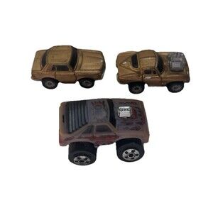Vintage Micro Machines Gold Lot 3 Cars 1980s Galoob Muscle Car Sedan Truck